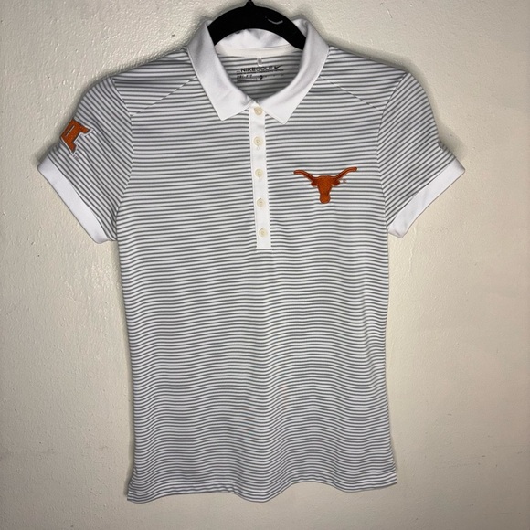 (Not AVAILABLE)Nike Golf White and Gray Striped Polo(0012) - Picture 10 of 10
